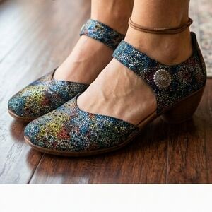 Rieker Multicolor Speckled Mary Jane Mules EU41 Comfort Closed Toe  Shoes